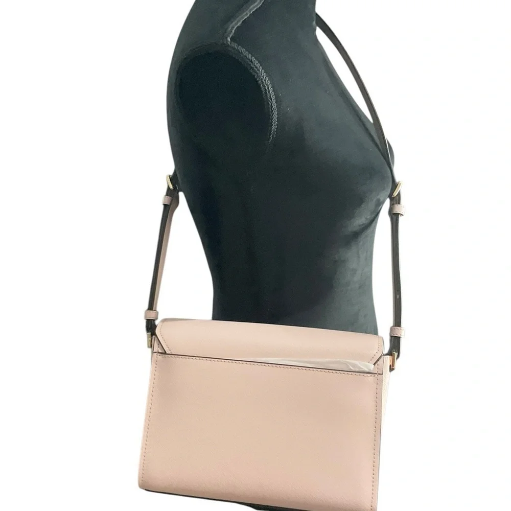 Michael Kors Powder Blush Medium Flap Messenger Leather Bag with Gold Logo